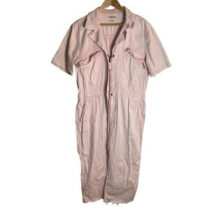 Faherty Organic Cotton Jumpsuit with Subtle Pink Hues Size Small retro chic girl